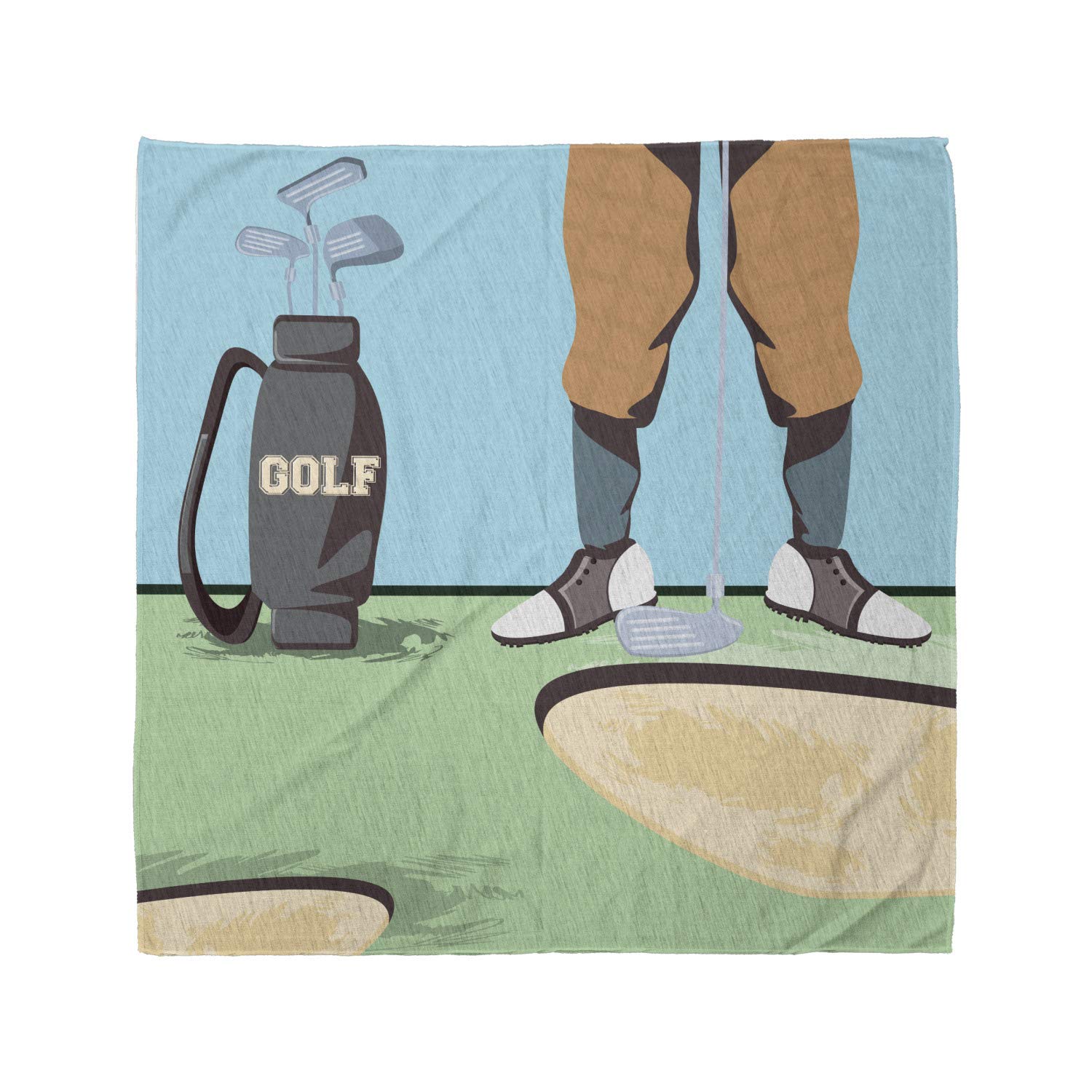 Ambesonne Golf Course Scene Bandana, Golfer and Lofter, Unisex Head and Neck Tie