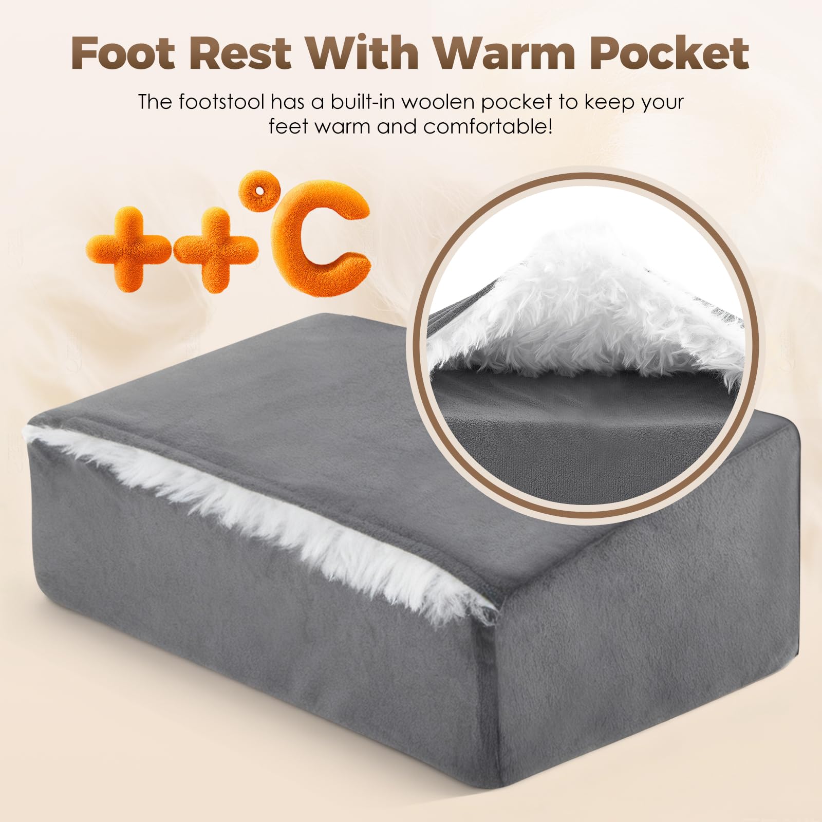 Reposapiés para debajo del escritorio en la oficina, reposapiés de 3 alturas ajustables 15/27/45 cm, descanso ergonómico con funda lavable para silla de oficina y silla de juegos, silla de oficina y