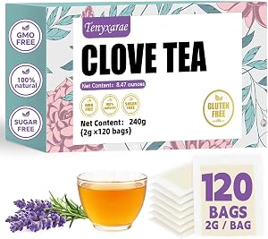 Clove Tea Bags–120 Teabags (2g/Bag), Made from 100% Natural Clove Flower Buds | Caffeine-Free | Sugar-Free | Gluten-Free | Vegan | Eco-Friendly Tea Bags