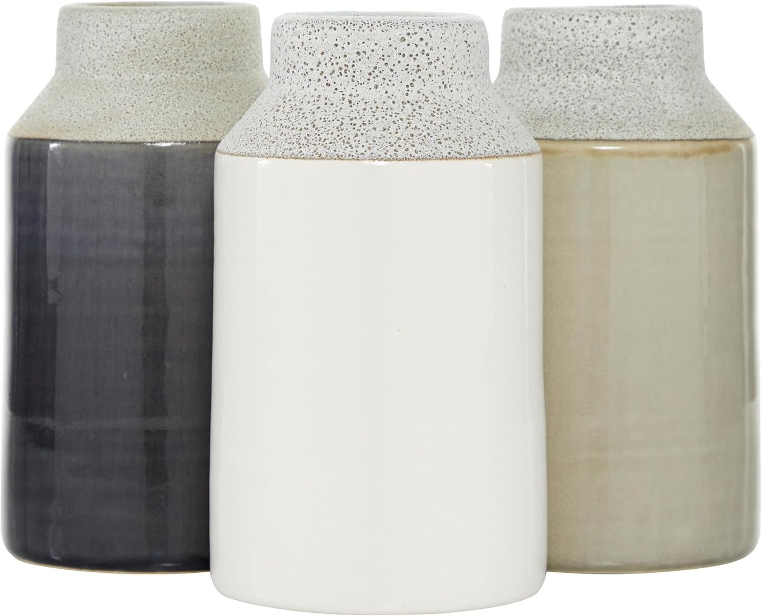 Deco 79 Porcelain Ceramic Decorative Vase Centerpiece Vases, set of 3 Flower Vases for Home Decoration 5" x 5" x 8", White