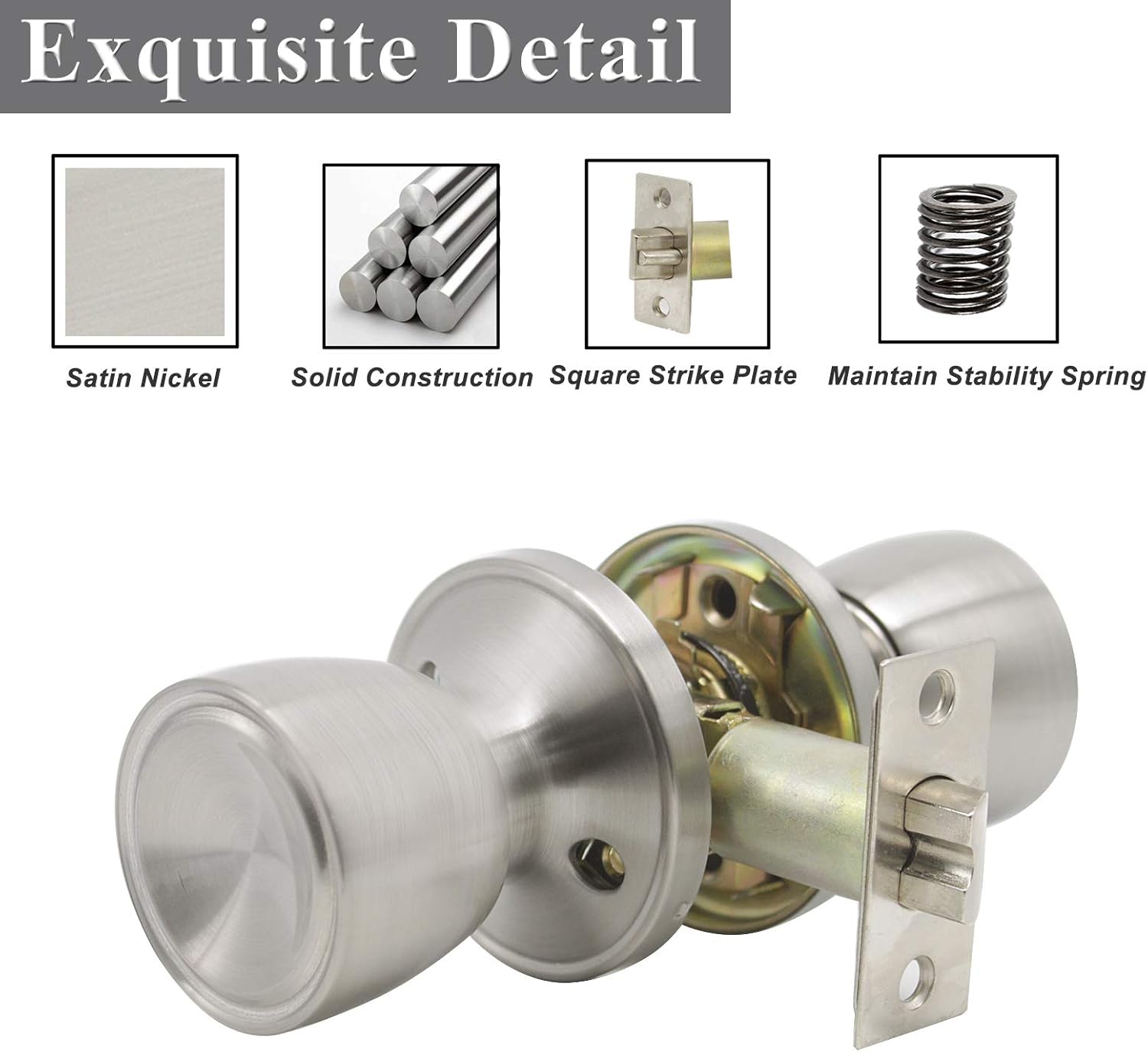 Prоmо 40% оƒƒ Probrico Passage Door Knobs, Tulip Style Brushed Nickel Stainless Steel Non-Locking Door Handles for Hallway and Closet(Set of 5)
