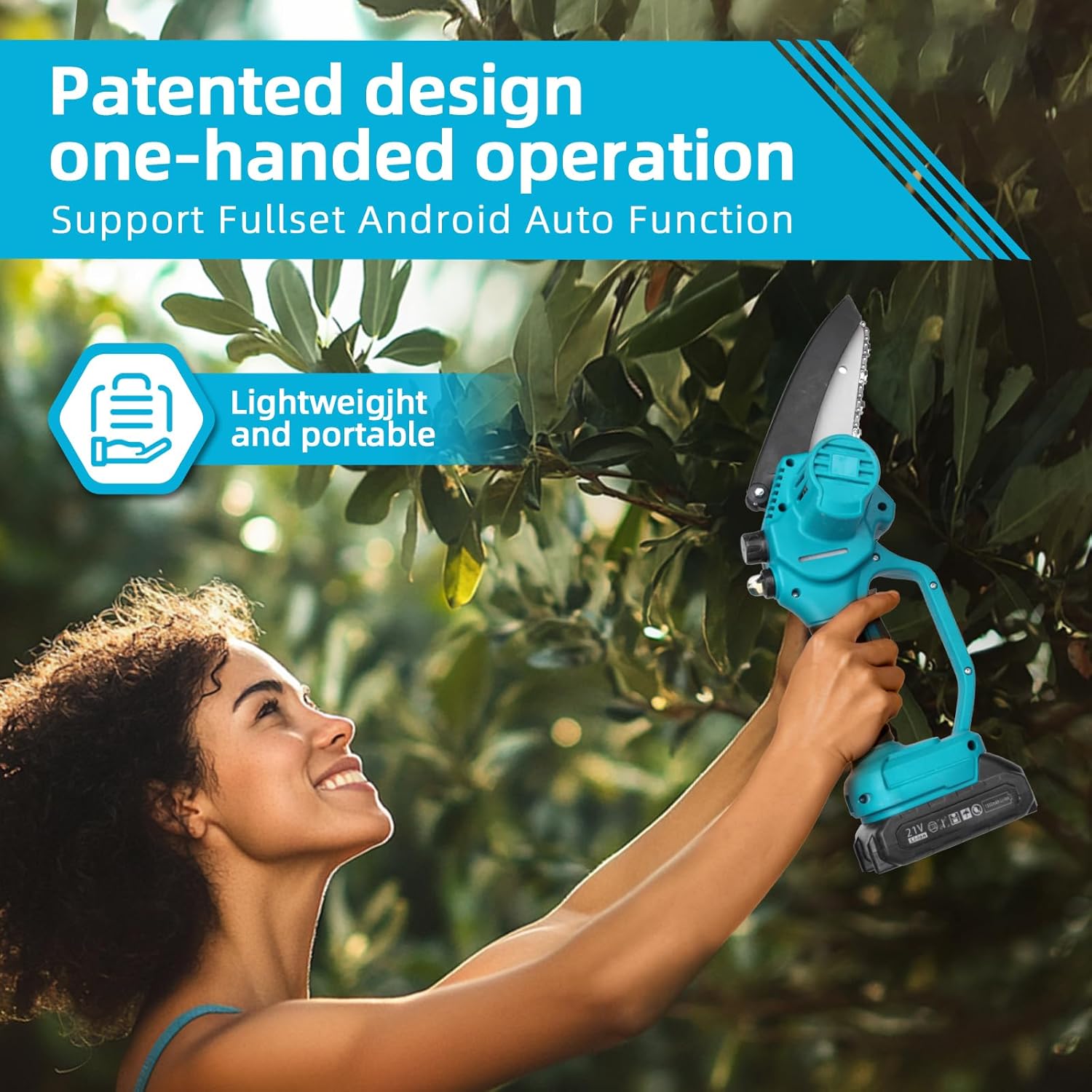 6-Inch Cordless Chainsaw with Auto-Oiler & Safety Lock | Handheld Electric Mini Chainsaw | 2 Batteries & Portable Design | for Wood Cutting, Tree Trimming, Gardening | Gifts for Men, Women, Seniors​