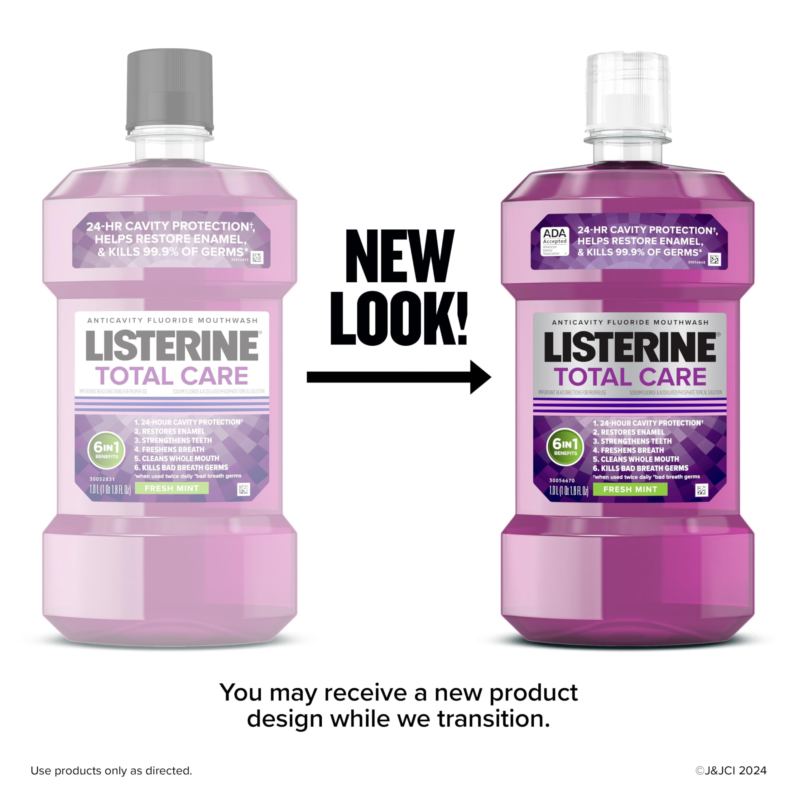 Listerine Listerine Total Care Anticavity Fluoride Mouthwash, 6-in-1 Rinse Helps Kill 99% of Bad Breath Germs, Prevents Cavities, Strengthens Teeth, Bad Breath Treatment for Adults, Fresh Mint, Twin Pack, 2x1 L in use