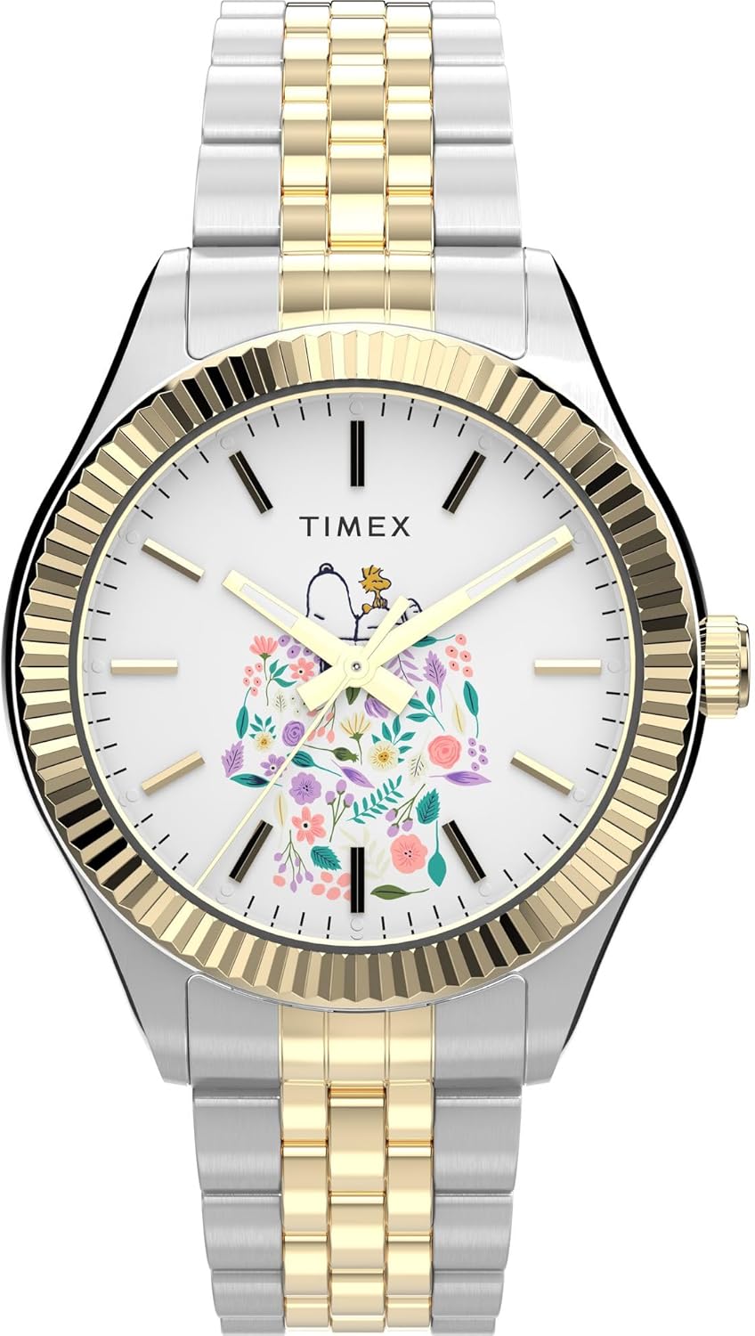 Timex Women's Peanuts Legacy 34mm Watch - Two-Tone Bracelet White Dial Two-Tone Case