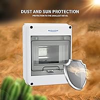 Vista 4 de MOLLOM Caja de protección de distribución MCB del disyuntor de 5 vías con carril DIN, impermeable IP65, para interiores y exteriores