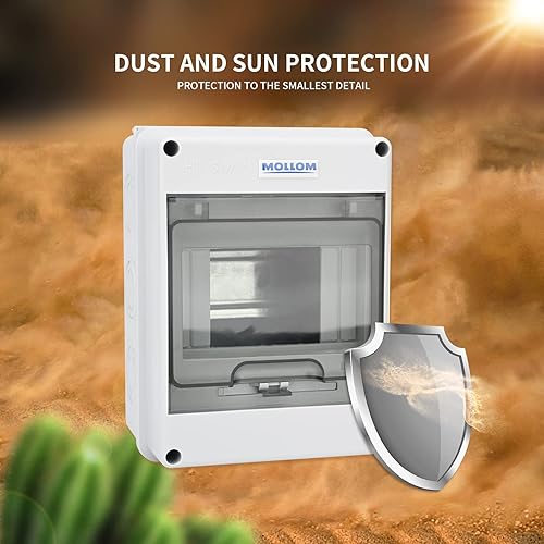 Miniatura 4 de MOLLOM Caja de protección de distribución MCB del disyuntor de 5 vías con carril DIN, impermeable IP65, para interiores y exteriores