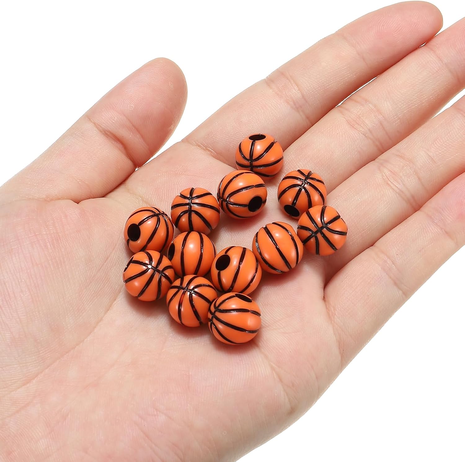 PATIKIL 10mm Orange Acrylic Round Sports Beads, 60 Pack, Basketball Beads, Loose Beads, Craft Bead image 4