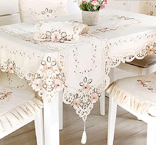 Miniatura 8 de LeLehome - Mantel de encaje bordado con flores color café