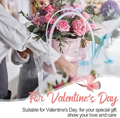 Miniatura 7 de 10 cajas de ramo para flores, bolsa transparente para ramo con asa, regalo transparente, para floristería, suministros de fiesta para San Valentín,