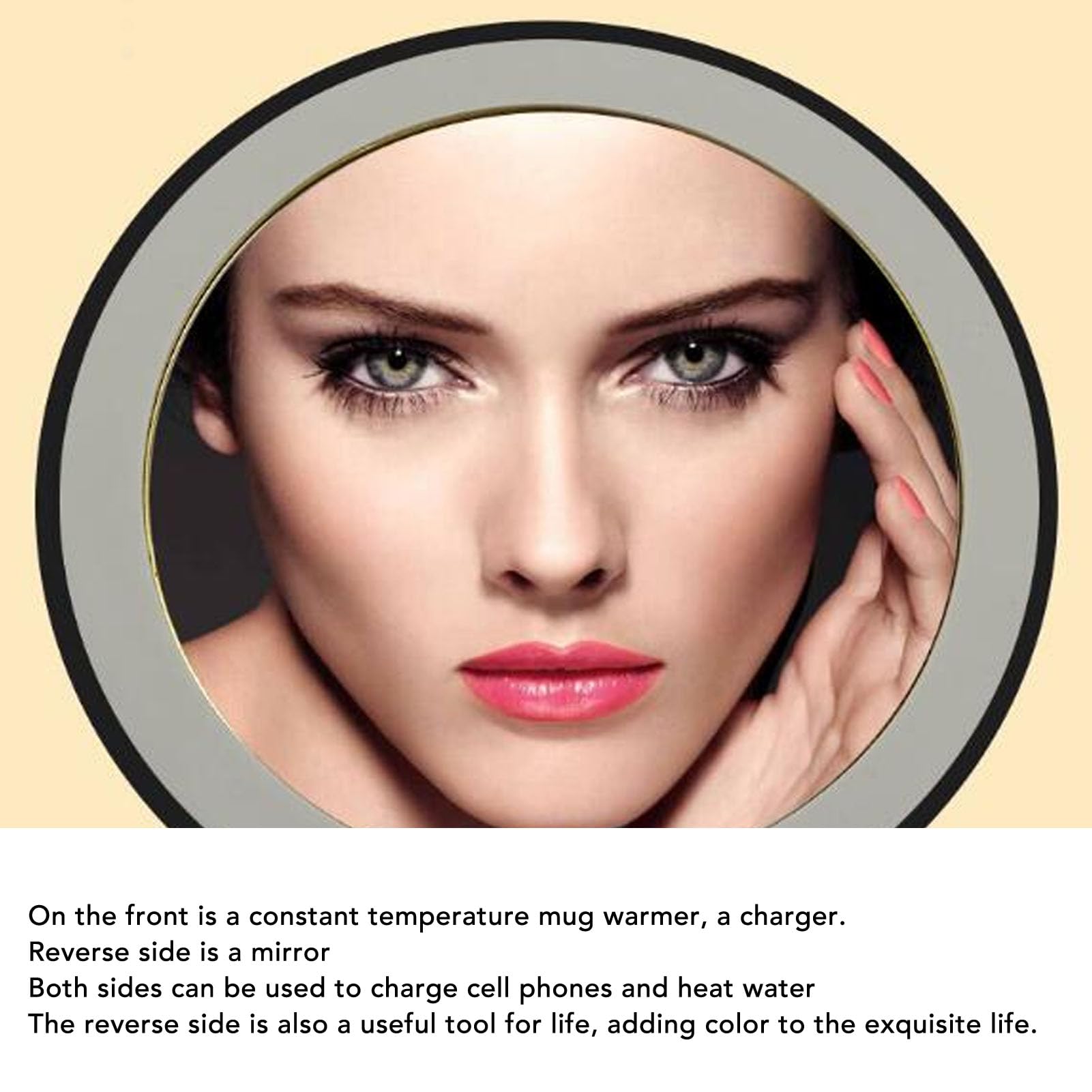 Cup Warmer, Coffee Mug Warmer, Constant Temperature Heating, with Wireless Charger Mirror for Desk Home & Office