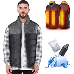 Chaqueta Calefactable Vquattro AFUNSO Chaleco Térmico Electrico para Hombre y Mujer con Calentador de Cuello - Chaleco Ligero USB con Control de Temperatura (Batería no incluida/Salida adoptada 5V / 2A o superior)