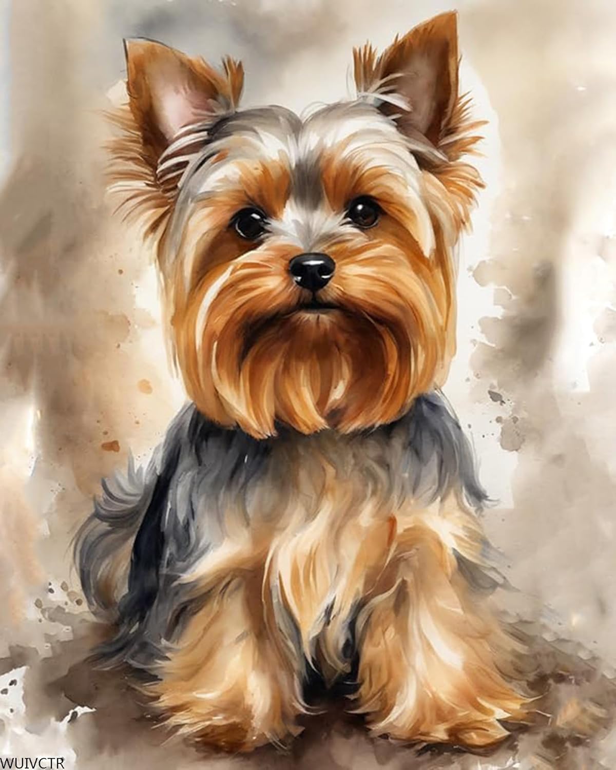 WUIVCTR DIY Filling Oil Canvas Paint by Number Kit Yorkshire Terrier with Brushes and Acrylic Pigment DIY Canvas Painting for Adults Beginner, 40x50cm, Without Frame