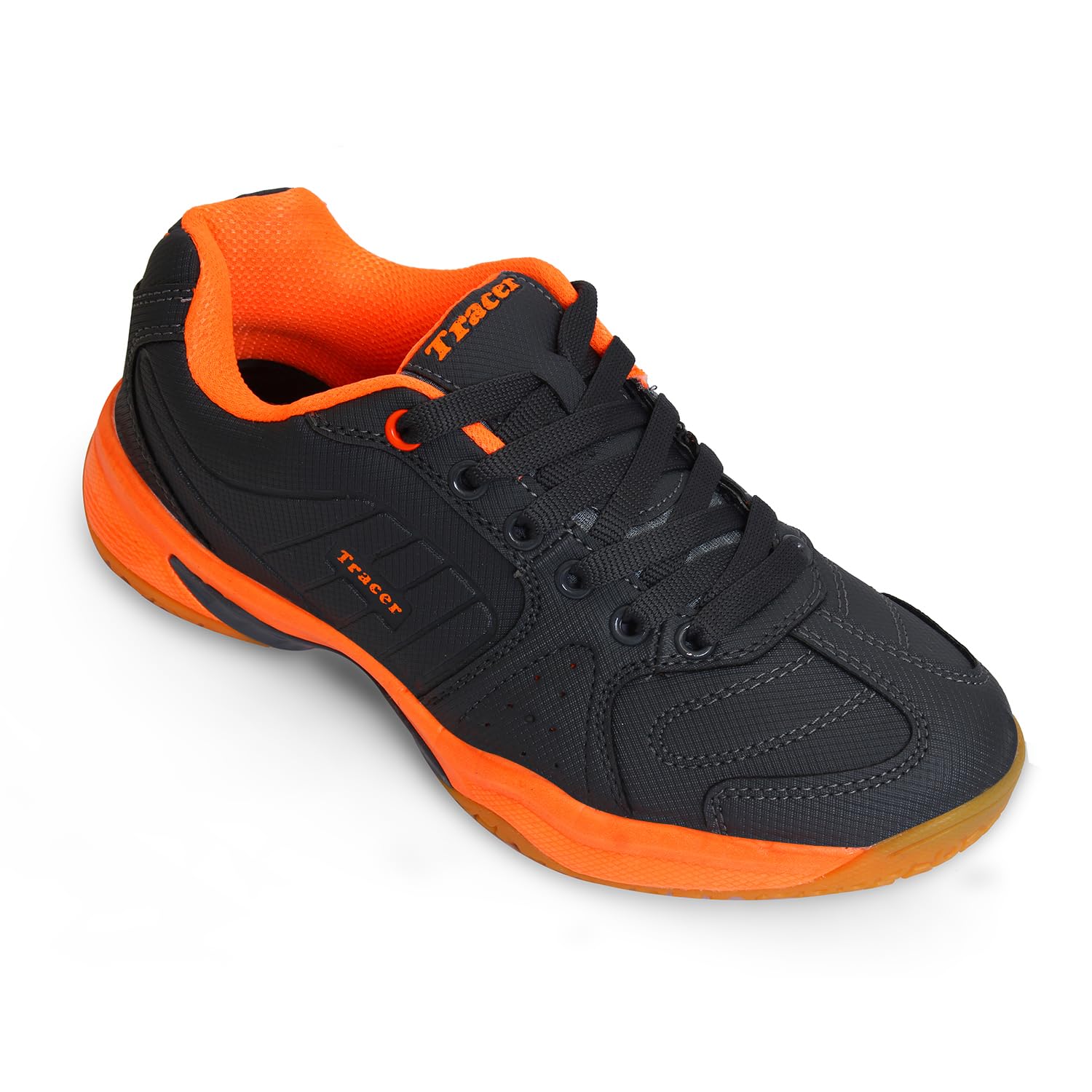 TRACER Tennis/Badminton Non-Marking Shoes for Kids (Unisex) Stylish & Comfortable Footwear, Pu, Lace Up Closure, Lightweight & Breathable, Shoe for Workout, Playground, Size 3 to 5 UK-image-1