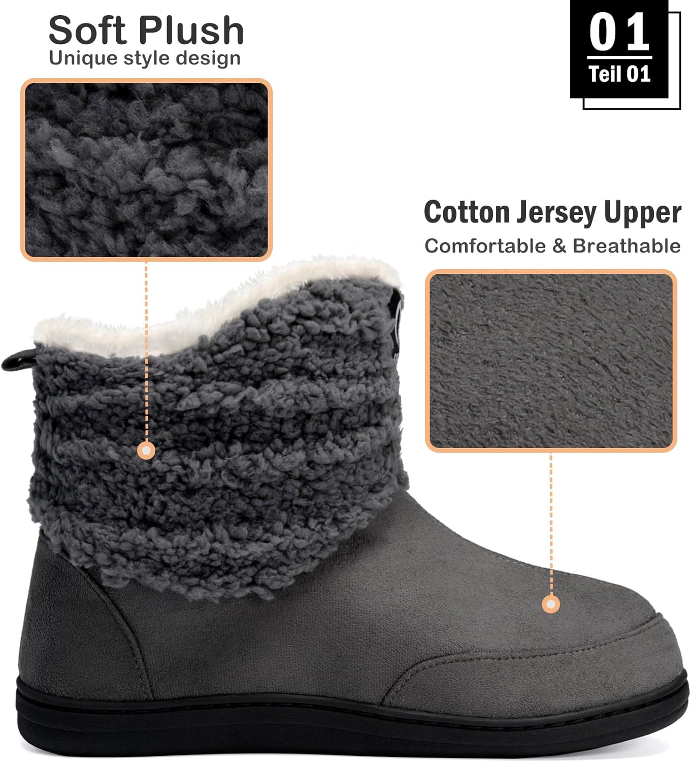 Men Women Slipper Boots Winter Indoor Outdoor Bootie Slippers Plush Fleece Memory Foam House Shoes - Image 2