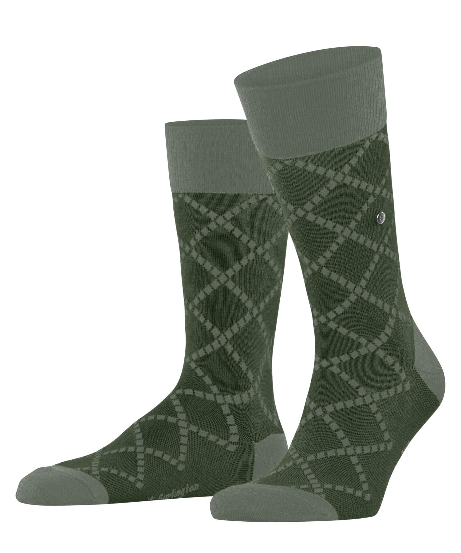 Burlington Men's Ferry Road M So Wool Patterned Socks 1 Pair, Green Asparagus 7045, 6.5-11