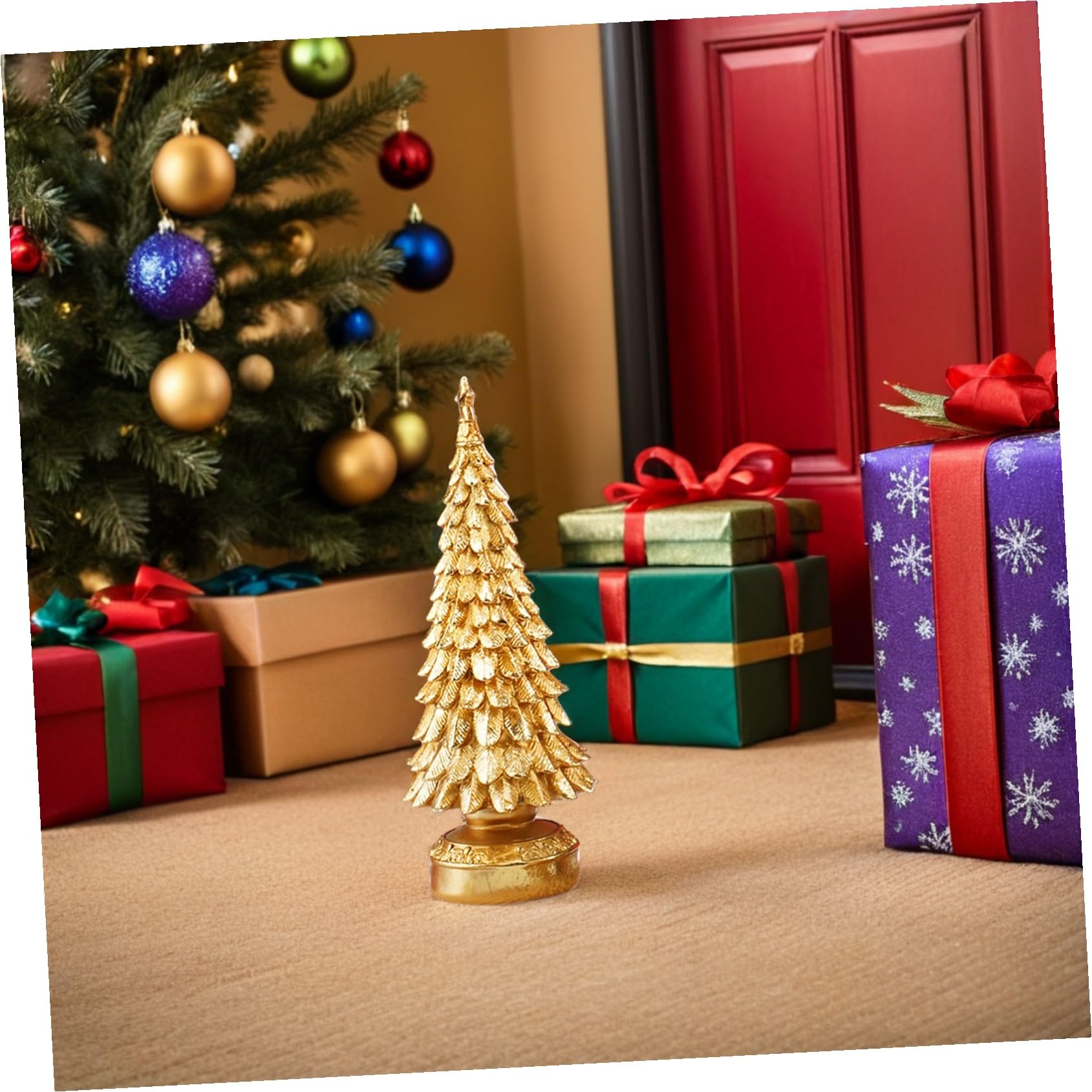 GLEAVI Adorno Dorado para Árbol De Navidad Estatuas De Resina Decoración Navideña Hogar Adornos De Mesa para Árbol De Navidad para Centro De Mesa Navideño y para Interiores