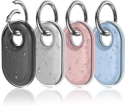 لـ Samsung Galaxy SmartTag2 Case with Keychain ، 4 Pack غلاف كامل من IPX8 مقاوم للماء لـ Galaxy Smart Tag 2 مع Key Ring for Keys ، Wallet ، Luggage ، Pets (Black / Clear / Pink / Blue)