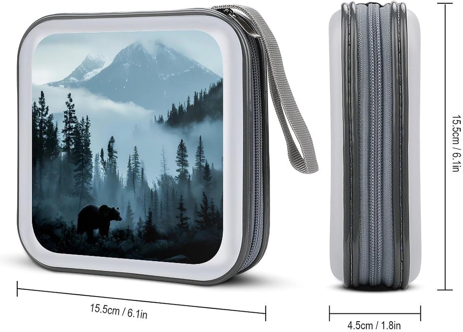 Misty Mountain Forests Animal Bear CD Cases DVD Holder Storage Box Plastic Protection Case for Car Home Office Travel image 2