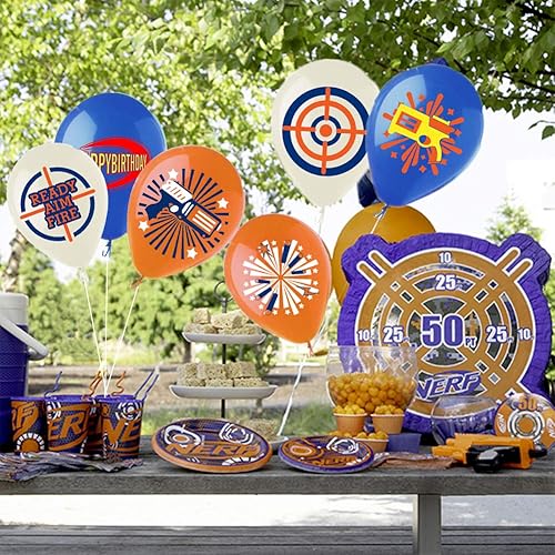Miniatura 5 de Cracoo Suministros para fiestas de guerra de dardos, globos, púas de armas, decoración de fiesta de guerra de balas de cumpleaños