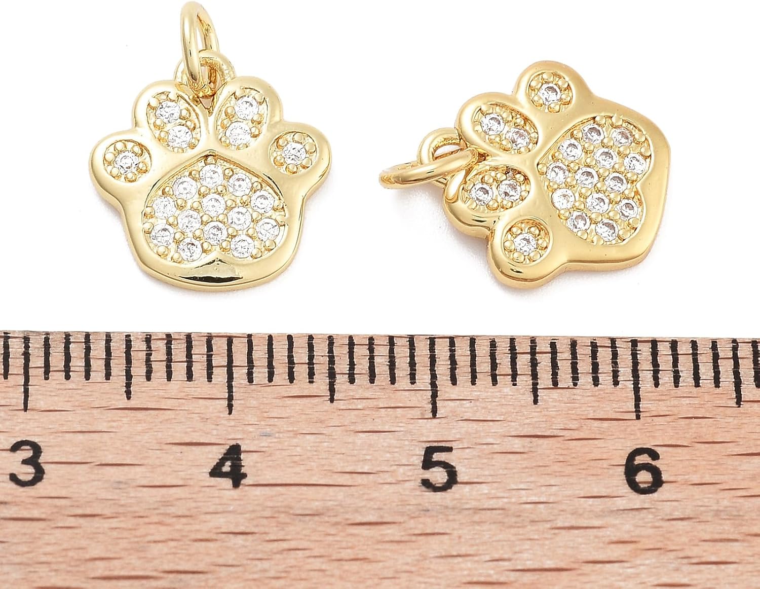 LiQunSweet 10 pcs Golden Color Pet Paw Theme Brass Cubic Zirconia Charms Cartoon Animal Cat Dog Charms for DIY Jewelry Bracelet Necklace Earring Keychain Craft Accessory - Image 3