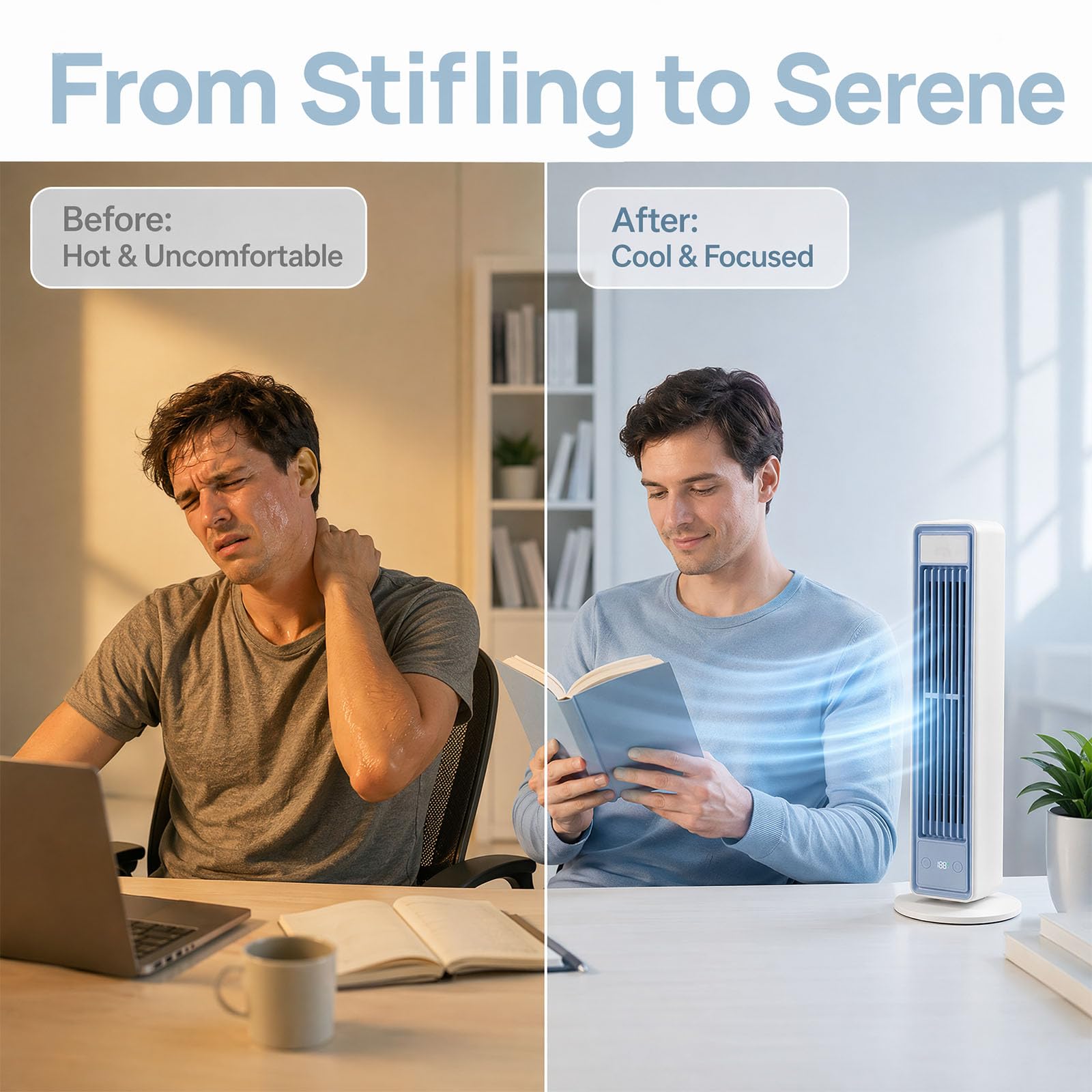 BreezaMax Air Kühlkönig, Airzuma Portable, Polar Breeze–BreezaMax Mini Cooling Ace, Leise & Energieeffizient, 3 Geschwindigkeiten, Bladeless Design, Perfekt für Büro, Schlafzimmer & Zuhause (Weiß)