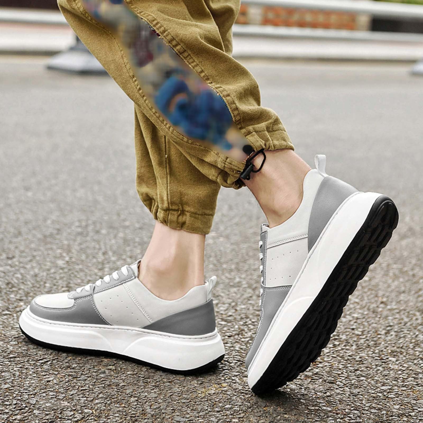 Sneakers da uomo con suola spessa per il tempo libero, comode con lacci traspiranti, sneakers da passeggio antiscivolo
