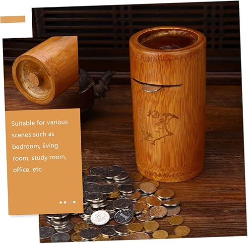 Miniatura 8 de House Piggybank - Alcancía de bambú reutilizable para niños y niñas, bote de ahorro de dinero para decoración del hogar, tarro de dinero para niños