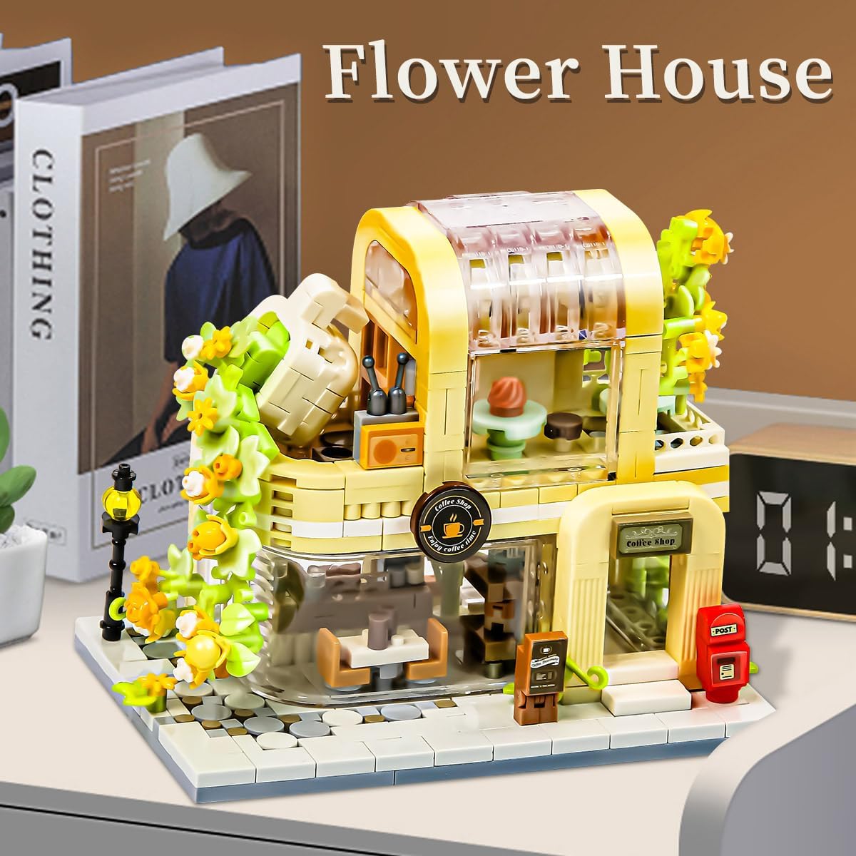 Flower House Shop Building Set – Flower Garden Building Toys, Colorful Building Block Flowers Kit, STEM Construction Bricks for Kids Ages 6+, Gift Idea for Craft Lovers