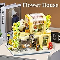 Vista 4 de Flower House Shop - Juego de construcción de jardín de flores, colorido kit de flores de bloques de construcción, ladrillos de construcción STEM