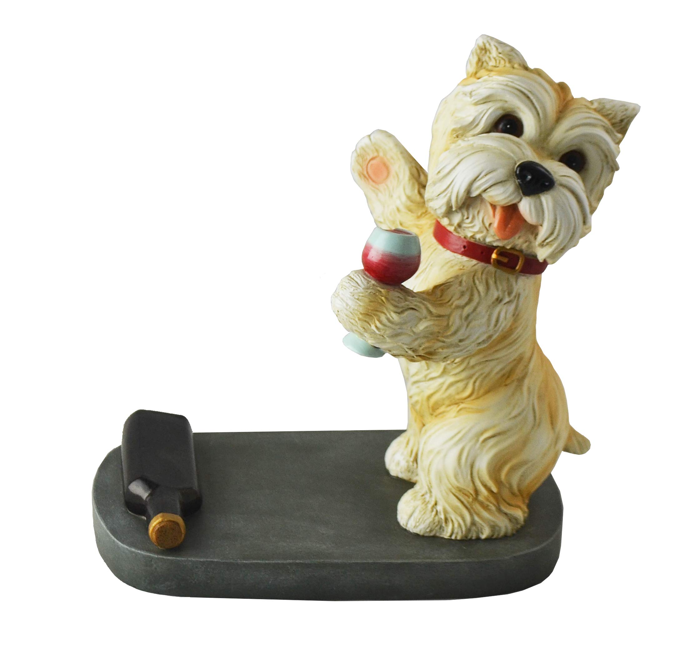 Adorable Yorkshire Terrier Holding Wine Glass Wine Bottle Holder