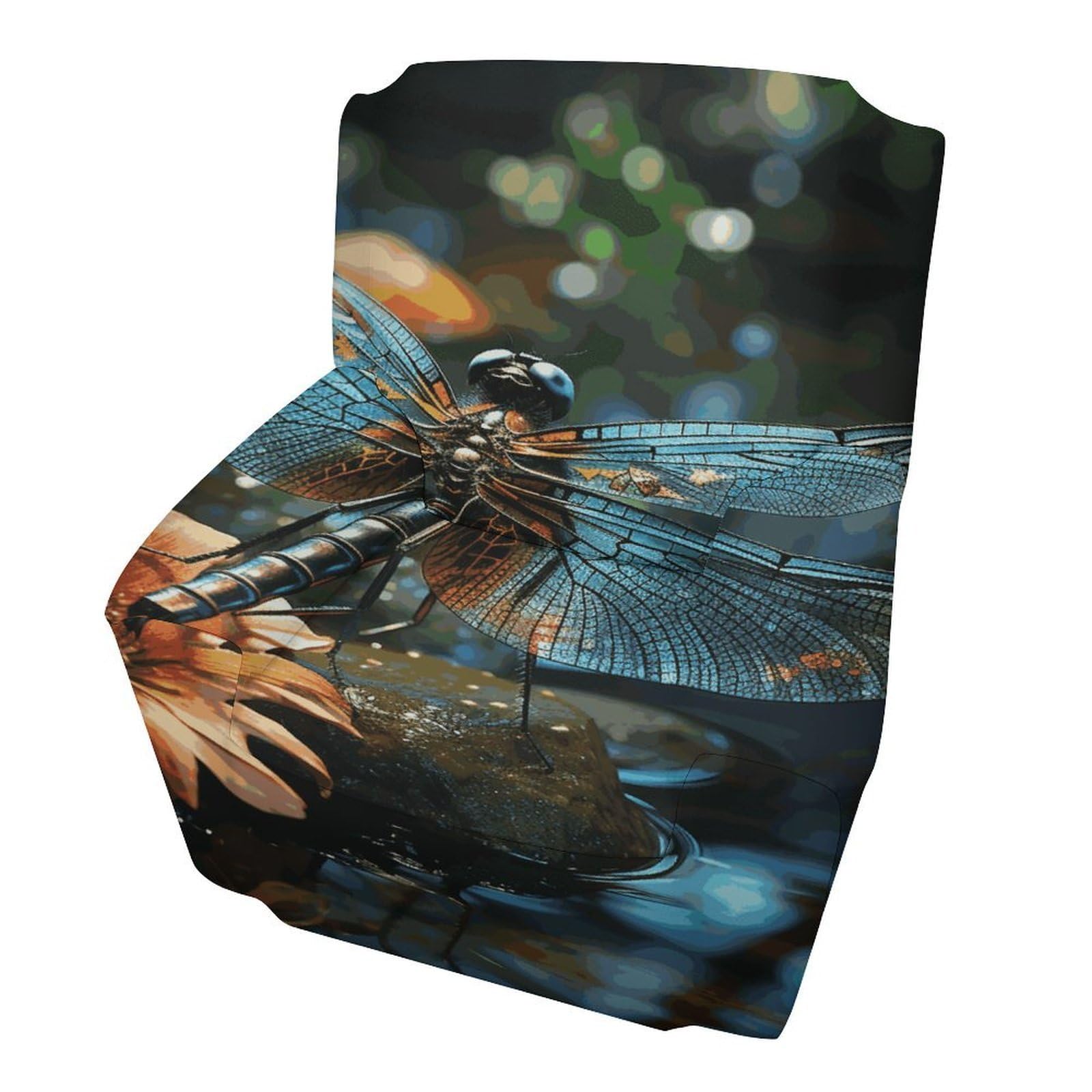 Fodpand Style Dragonfly Flying On The Pond Sofa Cover Soft 1 Seater Sofa Slipcover For Pets Washable,Couch Cover With Elastic Straps Furniture Protector