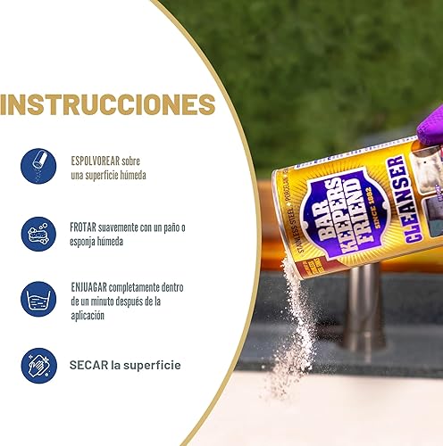 Miniatura 6 de Bar Keepers Friend - Limpiador en polvo multiuso y removedor de manchas, para baño, cocina y uso al aire libre. Apto para acero inoxidable, cobre
