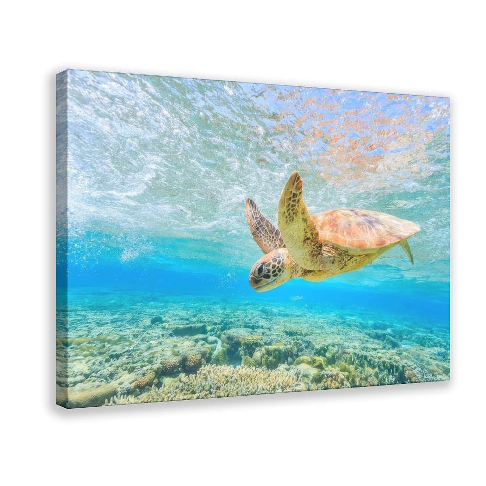 Bareronor Ocean Blue Poster Canvas Poster Bedroom Decor Landscape Office Room Decor Gift 24" L X 36" W