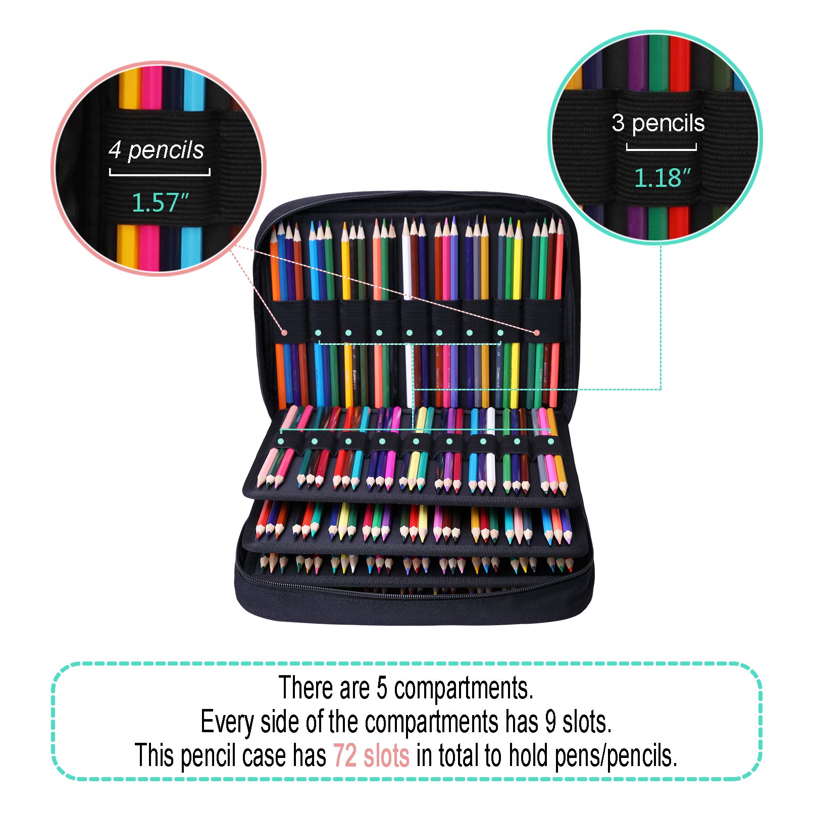 Amazon.com: JAKAGO 220 Slots Colored Pencil Case Large Capacity