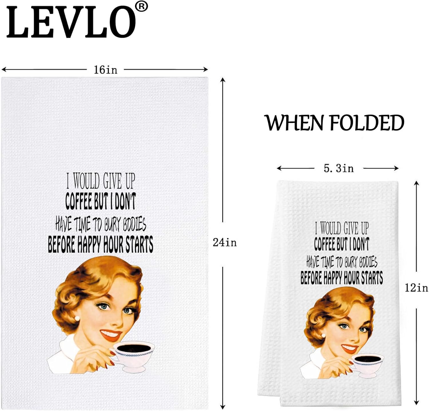 LEVLO Retro Housewives Food Dish Towel Vintage 50s Housewife Gift Retro Housewives 50s Waffle Weave Dish Towel Kitchen Decor (I Would GIVE UP Towel) - Image 2