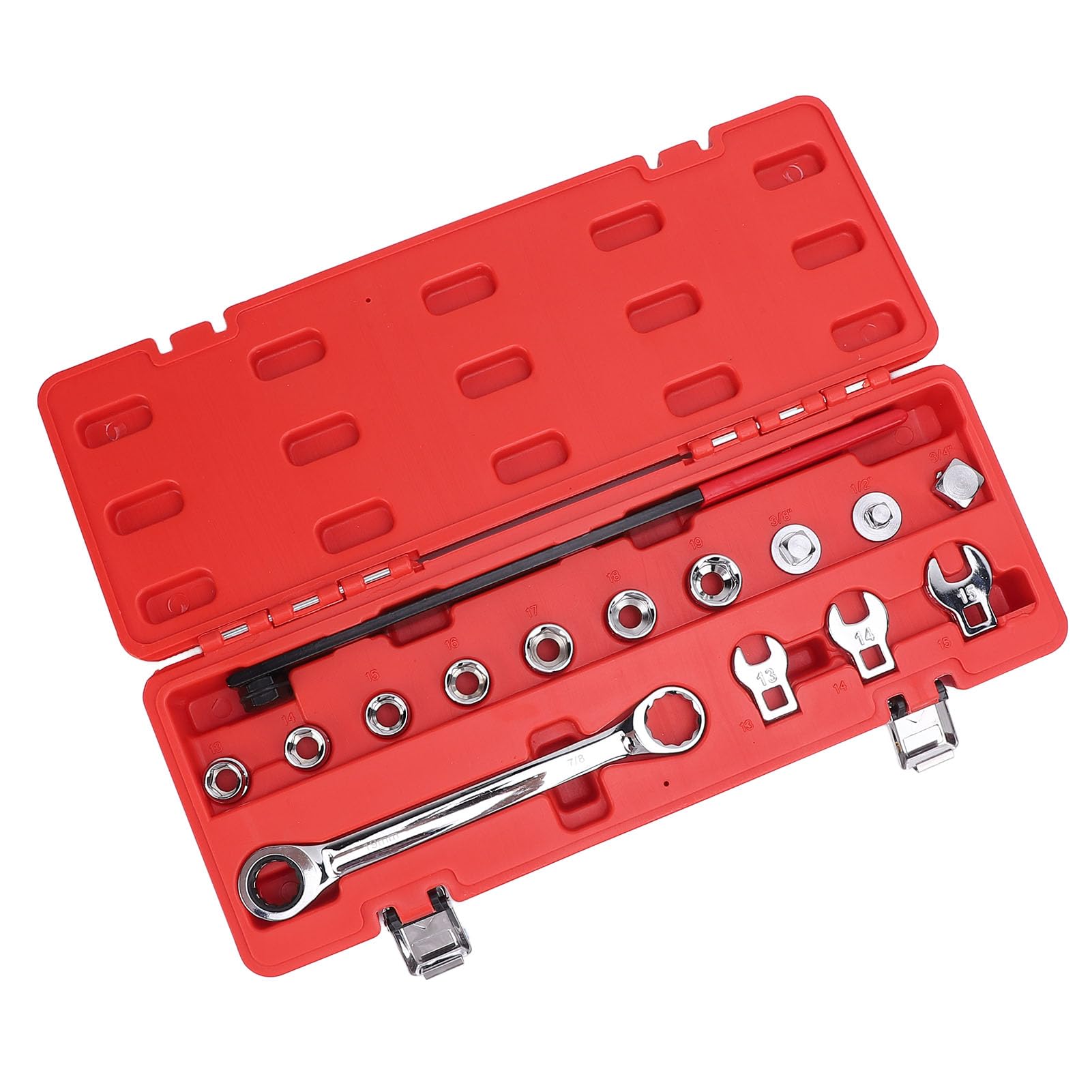 Kit Herramientas para Correas Serpentinas con Llave Trinquete, Adaptador Dado, Varilla Extensión Dado 6 Puntos, 15 Piezas Juego Herramientas Tensor Correa Serpentina Trinquete