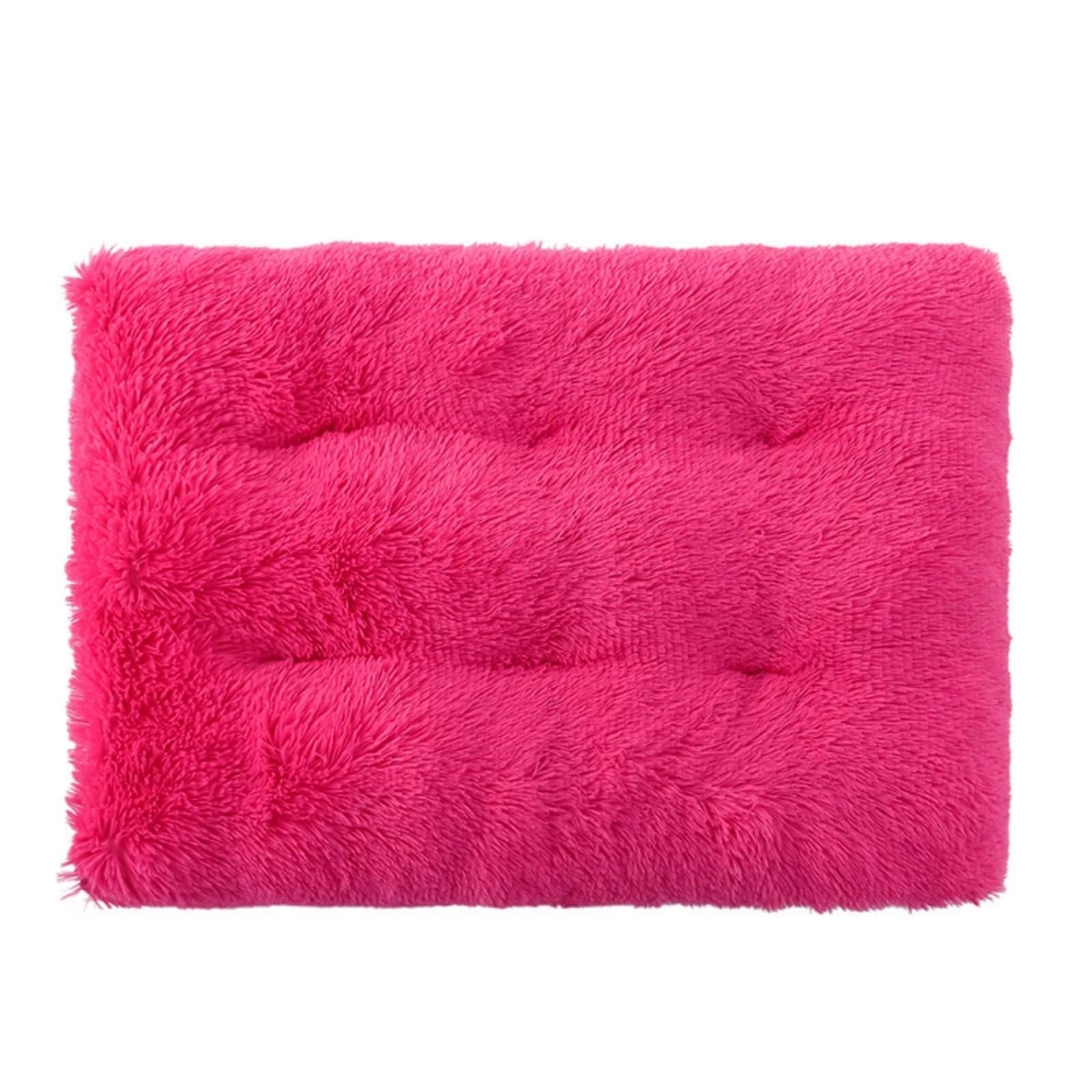 Mateju Plush Pet Bed Rectangle, Fluffy Pet Cushion Thick Warm Soft Plush Dog Cat Bed for Indoor Calming Puppy Kitten Petbed with Non Slip Bottom for Small Medium (Rose Red,XS 45x30cm)