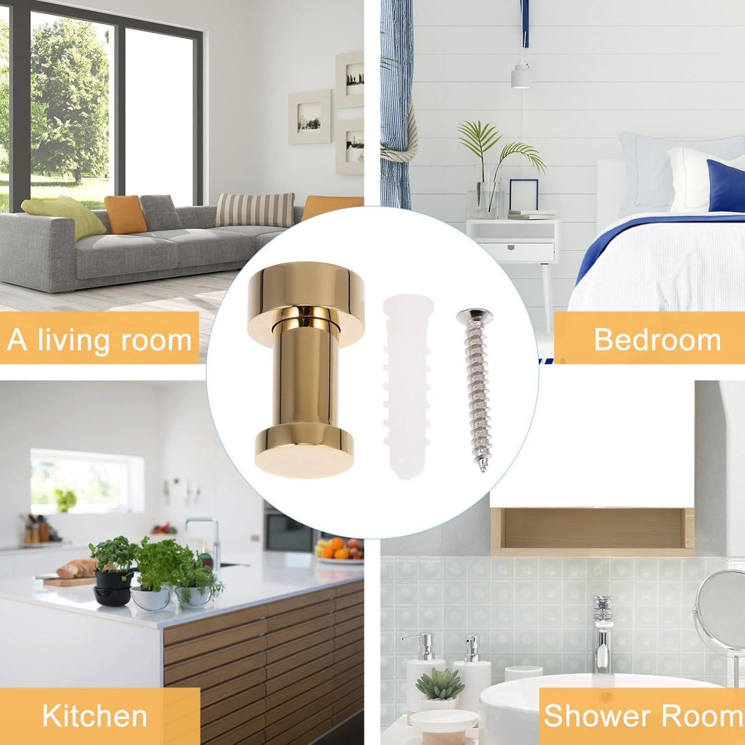 GARVALON Brass Wall Hooks and Towel Hooks for Bathroom 2pcs Small with Door Hangers Suitable for Shower and Bathroom Accessories image 3