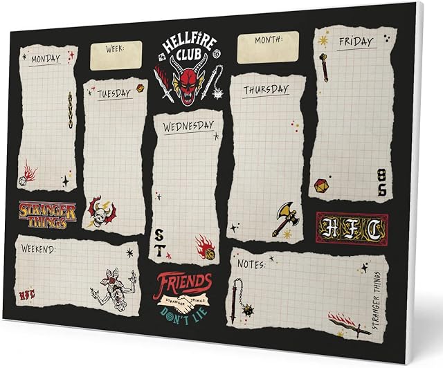 Erik Official Stranger Things Weekly Planner A4 - Stranger Things Calendar - Family Calendar - 54 Tear Off Pages - 2022 - Stranger Things Gifts - Stranger Things Merchandise