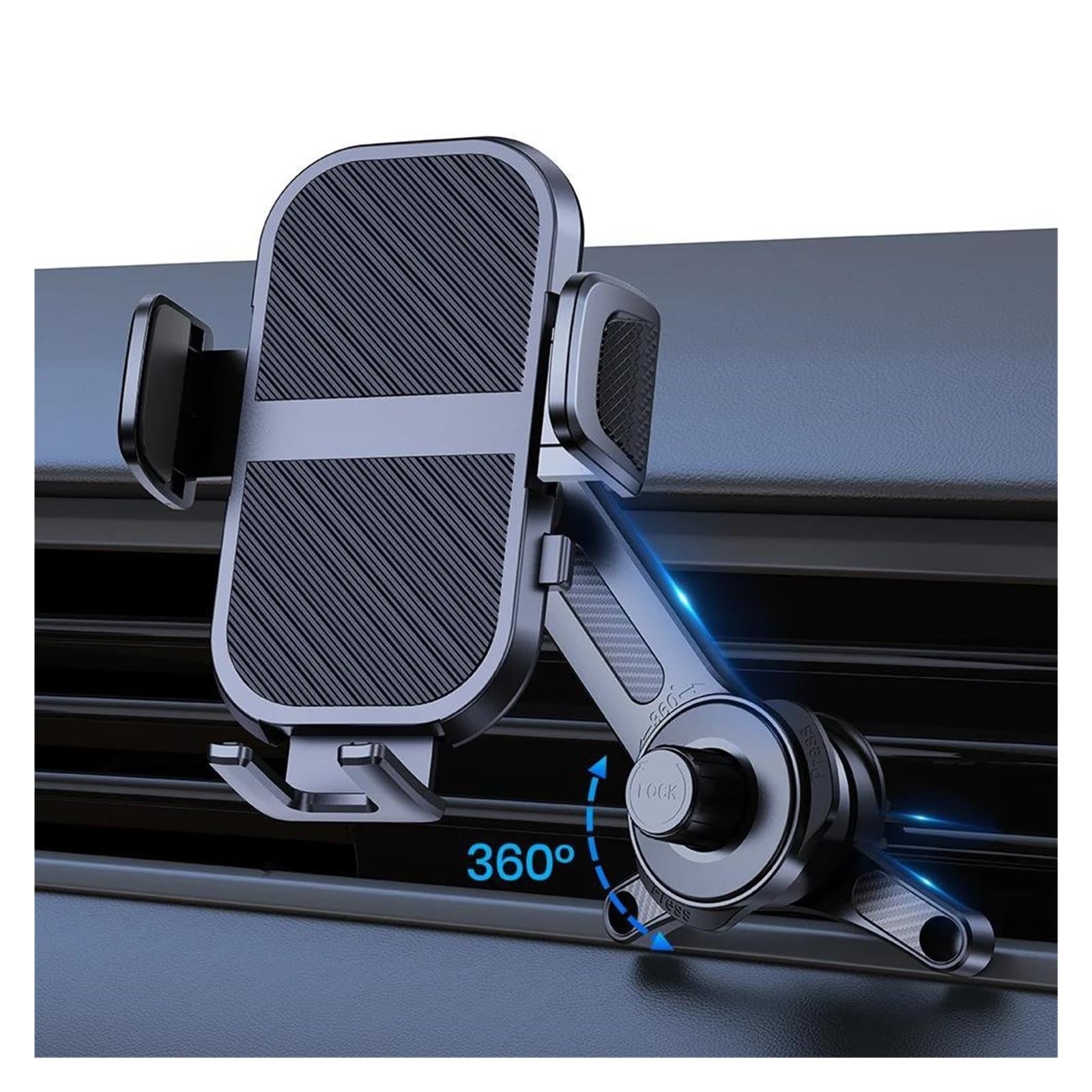 Porta Cellulare Auto Supporto per cellulare con presa d'aria per auto, gancio metallico retrattile a tre punti di supporto