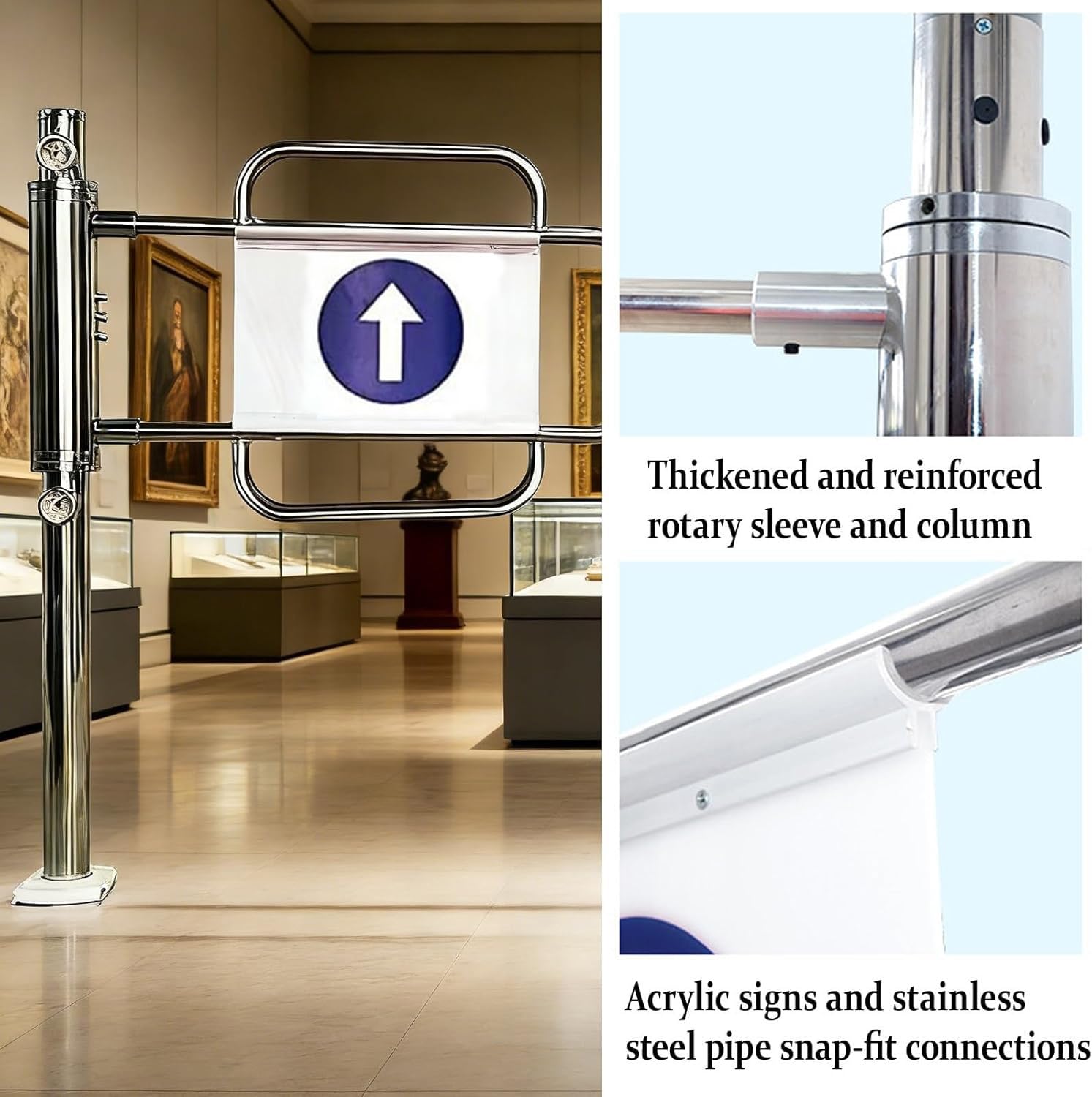 Puerta de seguridad automática para entrada, puerta de seguridad de acero inoxidable con mecanismo de cierre automático, ideal para control de acceso comercial e industrial