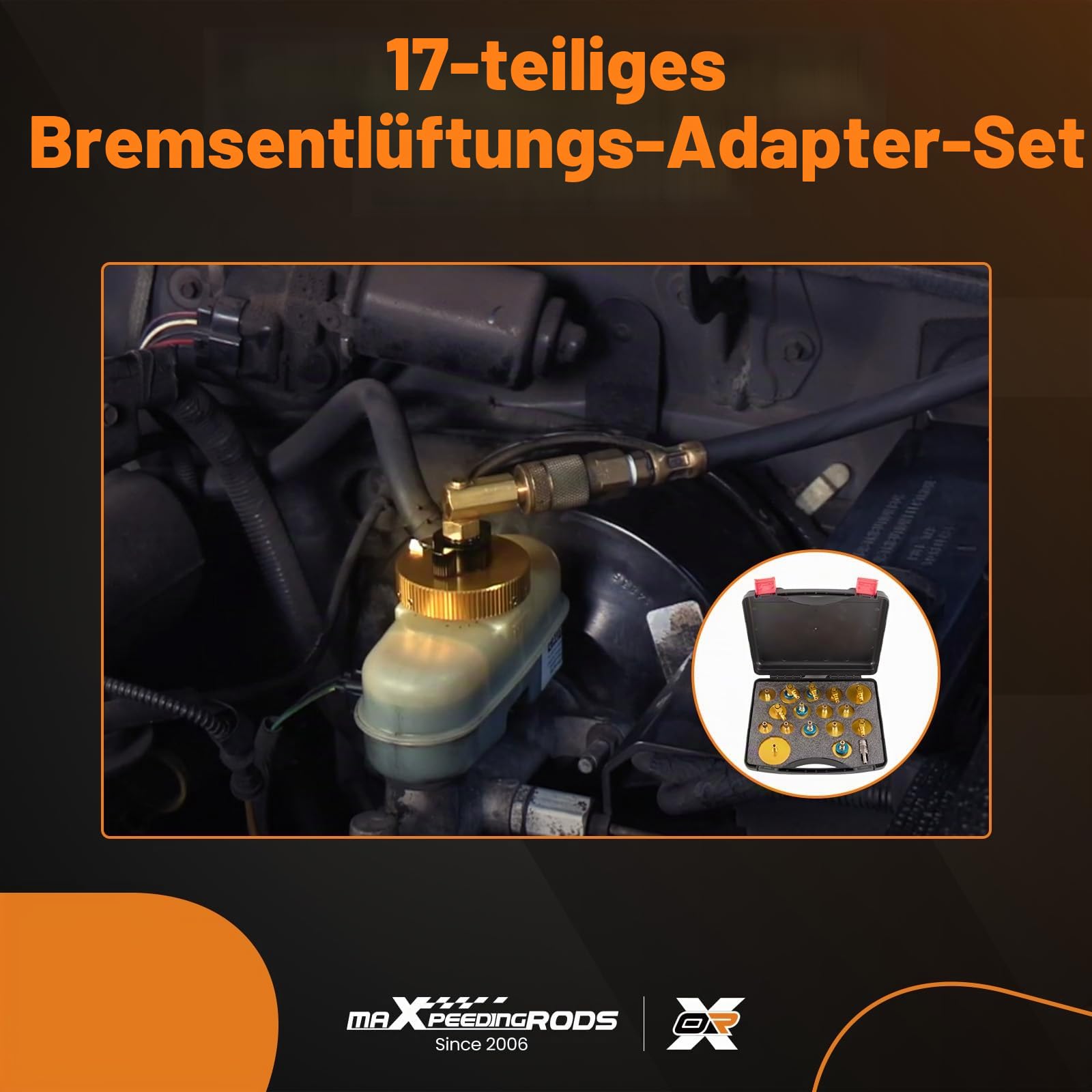 maXpeedingrods Brake Fluid Bleeder Adapter Tool Kit Bremsenentlüftungsgerät | Brake Master Cylinder Bleeder Werkzeug, Entlüfterset Professionelles Bremsentlüfter-Adapterset zum Befüllen Bremsflüssigkeit