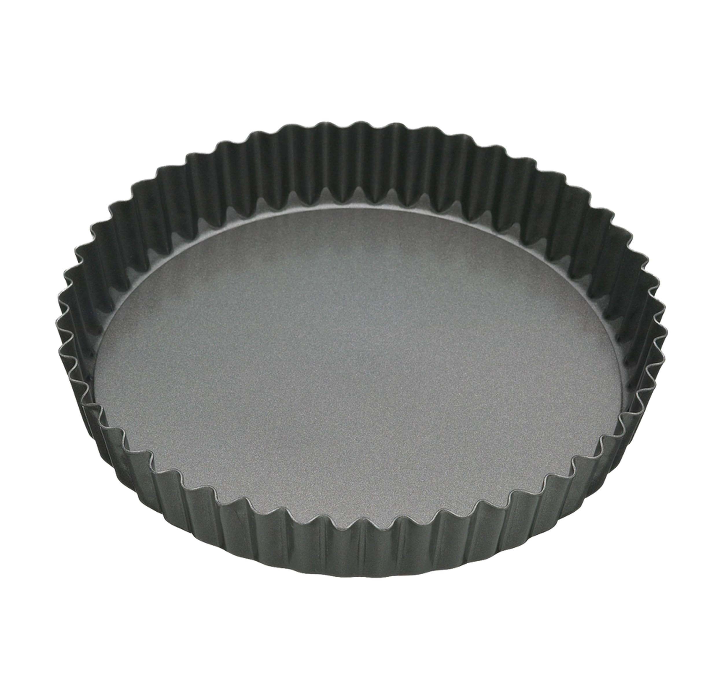MasterClass Non-Stick Loose Tart and Quiche Tin with PTFE, PFOA and BPA Free Non Stick, Robust 1mm Thick Carbon Steel Fluted Carbon Steel, Round 25cm (10"), Grey