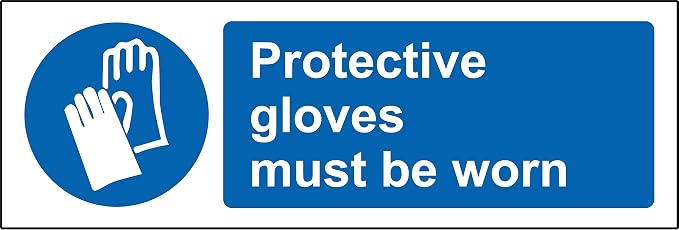 Vsafety Schutzhandschuhe Schild – 300x100 Mm, Selbstklebend, Blau, EN ISO 7010 Konform