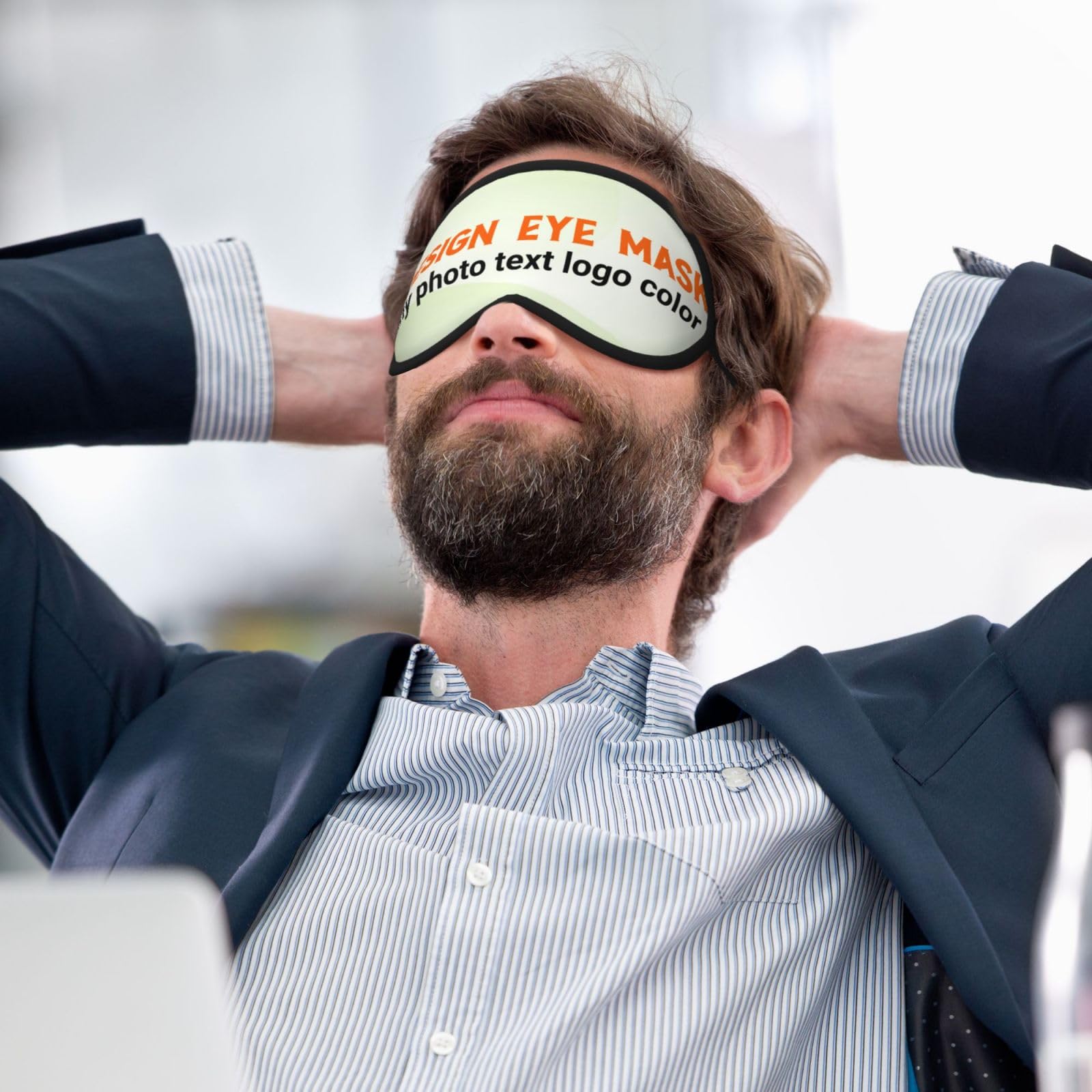 Masque nuit personnalisé hommes/femmes | Impression avec logo photo texte, sangle ajustable pour maison, voyage, bureau
