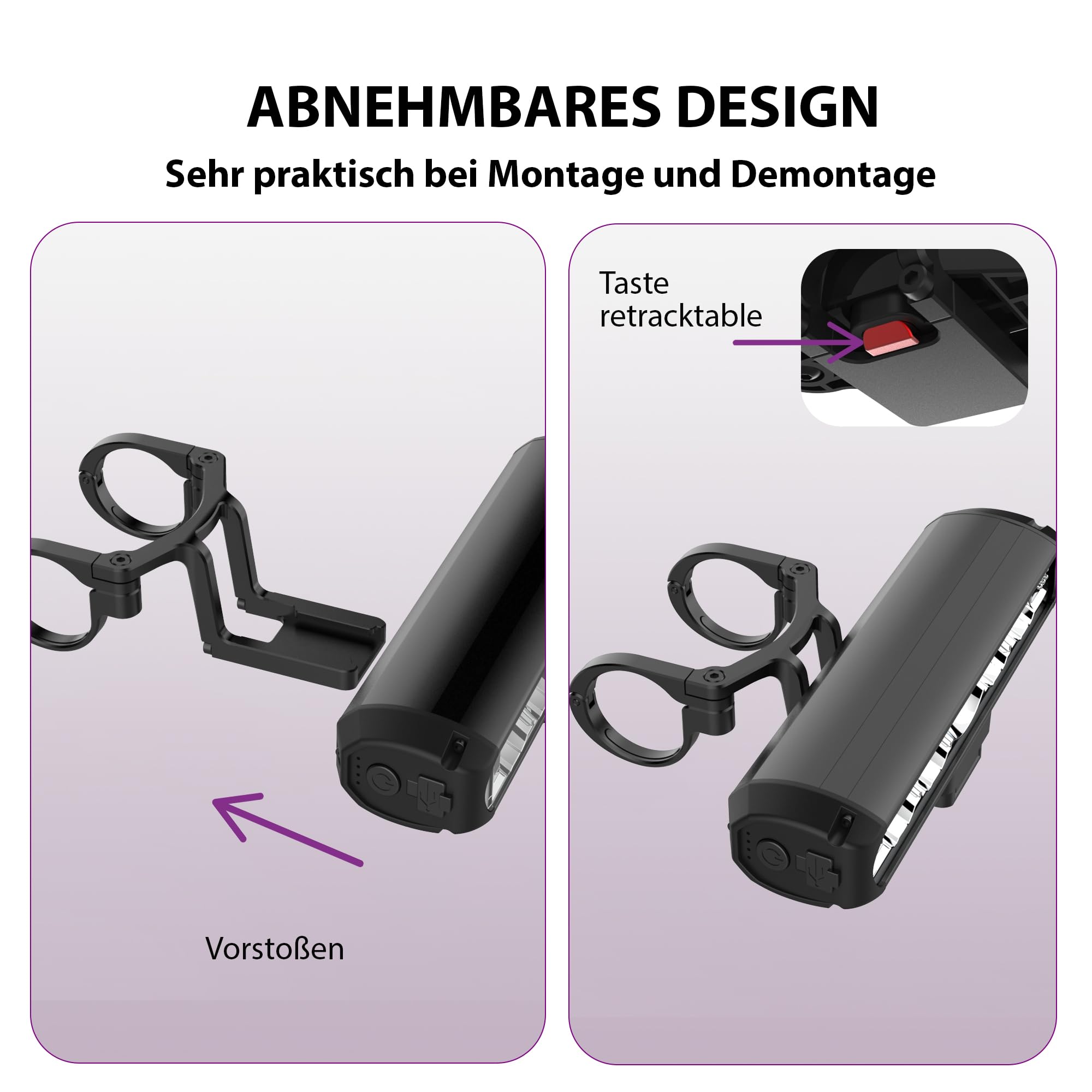 UPPEL Luce per bicicletta, 5 LED, 4 modalità di illuminazione, LED USB C, porta di ricarica, 2600 lumen, 8000 mAh, luce anteriore regolabile, in alluminio, facile installazione per la guida notturna