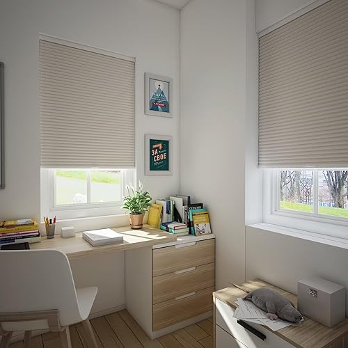 Miniatura 6 de Changshade Persianas celulares opacas sin cordones para ventanas de interior, aislamiento térmico extraíble de 1.5 pulgadas, enlaces negros de panal
