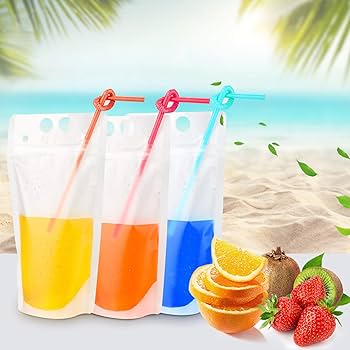 Amazon | Yamgqus ドリンクポーチ 50個入り 個別包装ストロー付き 冷凍