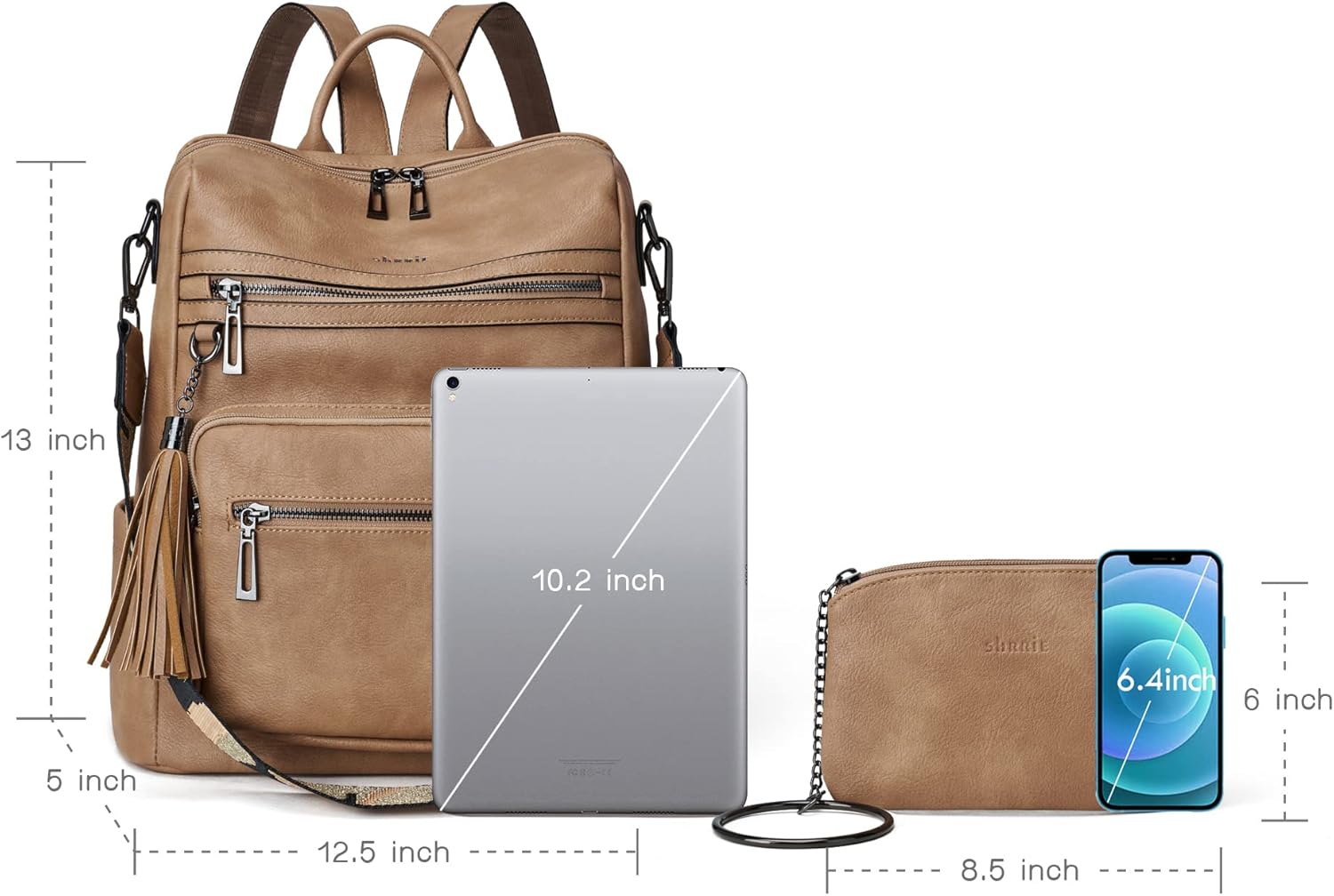 Shrrie Backpack Purse for Women Leather Backpack Fashion Designer Travel Backpack Convertible Shoulder Bag - Image 5