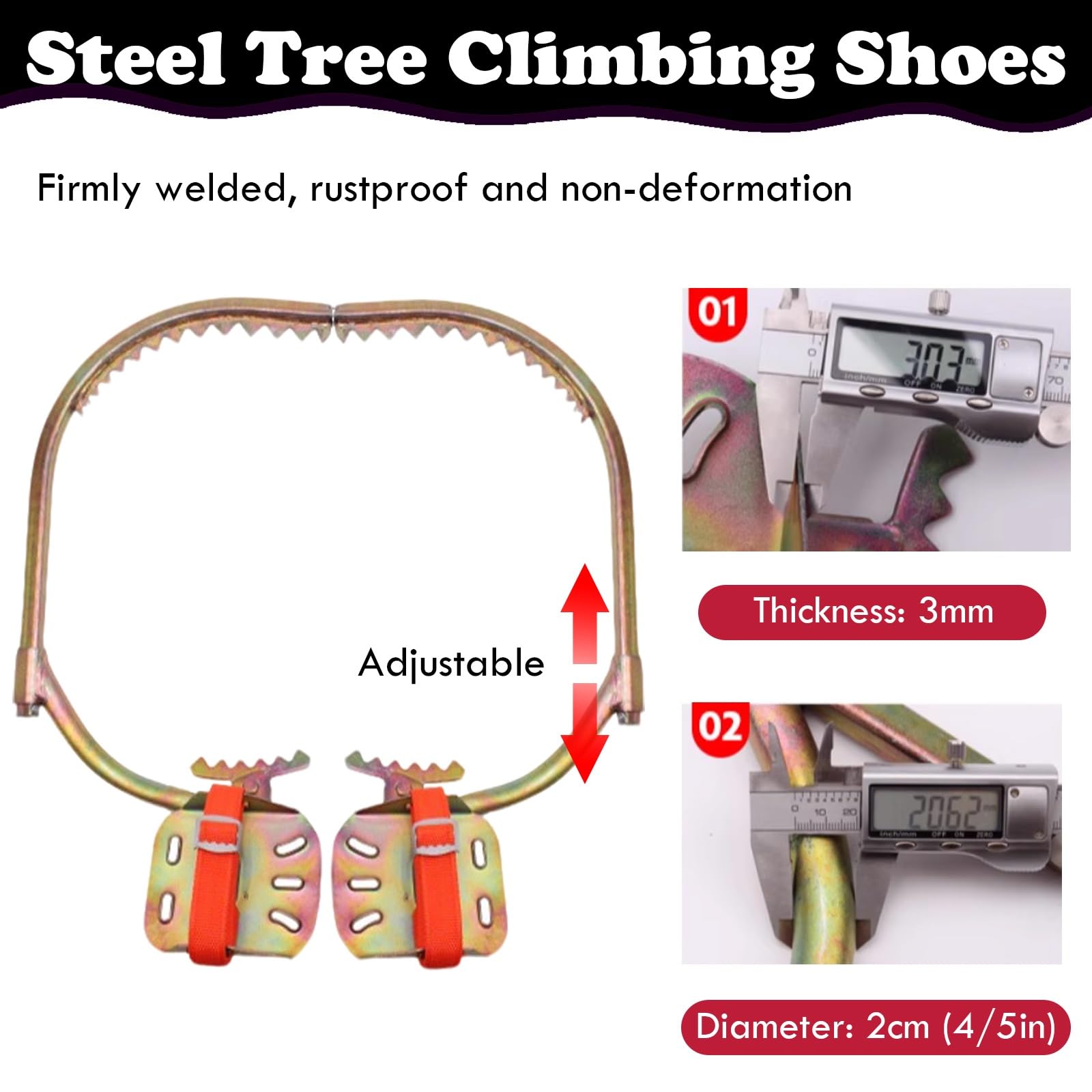 Griffe elagage Pointes Et Harnais d'escalade Portables, Équipement Professionnel pour Grimpeurs sur Poteaux en Bois, Boucle De Pied pour Cueillir des Fruits